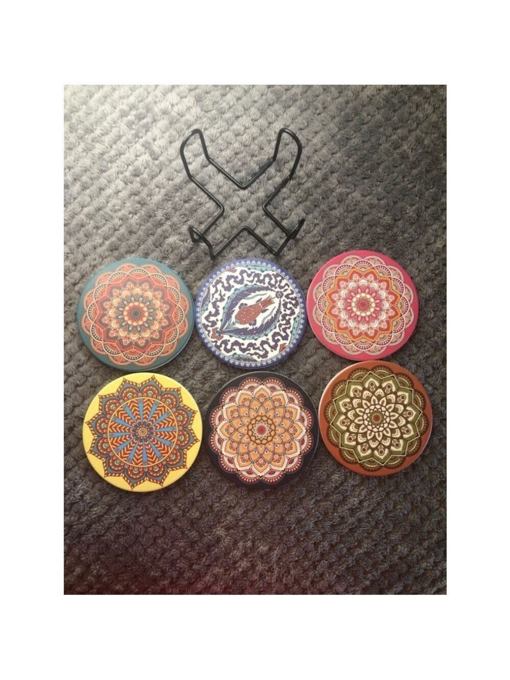 Ceramic Mandala Coasters 6 Pack Multi
